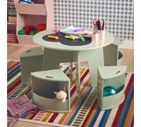 Table effet ardoise pour enfant 4 chaises avec rangement nephos vert TU