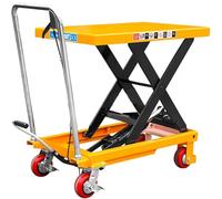 Table élévatrice hydraulique à ciseaux 150 kg - Chariot chariot avec verrouillage multi-hauteur manuel pied et pédale manuelle tapis en caoutchouc antidérapant pour un chargement et un transport