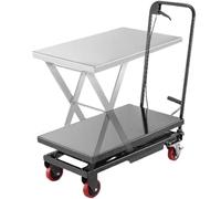Table élévatrice hydraulique à ciseaux 450 kg - Chariot portable avec pied réglable en hauteur/pédale à main, tapis en caoutchouc antidérapant pour un transport sûr et une utilisation intensive
