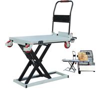 Table élévatrice hydraulique à ciseaux, chariot de levage électrique robuste, capacité de 299,4 kg, plateau plat portable avec hauteur de levage de 101,6 cm pour la manipulation du matériau
