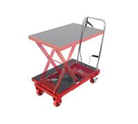 Table Elévatrice Hydraulique Capacité 230kg Hauteur de Levage 72cm 4 Roues Rouge