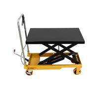 Table élévatrice mobile à ciseaux simple, capacité de 226,8 kg, hauteur de 72,4 cm, chariot élévateur avec 4 roues et pompe à pied, table élévatrice manuelle à ciseaux pour la manipulation du matériau