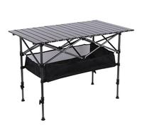 Table élévatrice portable pliante pour camping barbecue et maison de location - Noir 95 x 55 x 50 cm avec poche en maille - Parfait pour les pique-niques et les rassemblements