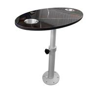 Table élévatrice réglable en hauteur avec dessus amovible et porte-gobelets, parfaite pour les espaces de vie compacts dans les caravanes, camionnettes et yachts