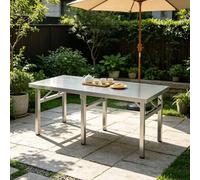 Table en acier inoxydable pour la préparation et le travail, établi de préparation des aliments robuste pour restaurant, maison, hôtel, table de salle à manger rectangulaire pliable, certifiée NSF