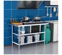 Table en Acier Inoxydable Tôle Épaisse Conception à Trois Niveaux Polyvalente Recoins Arrondis Tables de Travail pour Cuisine Professionnelle Hauteur 31.5" Imperméable Et Résistante à La Rouille