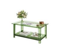 VEVOR Table basse en acrylique 50×80×40 cm – 2 niveaux avec étagère – Vert