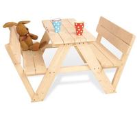 Table En Bois 4 Places Avec Bancs Avec Dossier Nicky Naturel