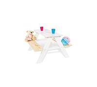 Table en bois 4 places avec bancs Nicky Blanc