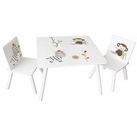 Table en bois avec 2 chaises pour enfants avec motifs Koala Zebra - Idée cadeau + porte-clés jeu cube