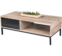 Table en bois avec un tiroir grillagé et un compartiment - Dimensions 100x50xH36 cm - Collection METALIX