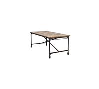 Table en bois d'orme marron, rectangulaire, 8 places, avec roulettes, style industriel - Chehoma, Tapissier - 183x92x79 cm