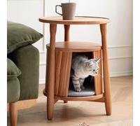 Table en bois pour chat avec étagère de rangement, montage facile pour les petits espaces et la chambre à coucher