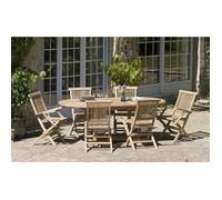 Fun - table de jardin 6 à 8 personnes - ovale ext. 150 à 200 bois teck