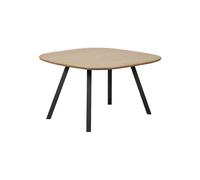 Table en chêne massif beige, pieds métal noir carrés évasés, 4 places, carrée, FSC - Woood, Tablo - 130x130x75 cm