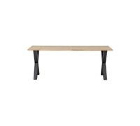 Table en chêne massif beige, rectangulaire, 4 places, pieds métal, structure acier noir - Woood, Tablo - 200x90x75 cm