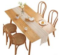Table en coton et lin pour chemin de table 180,3 cm à franges en coton | Coton lourd, lavable en machine, séchage à basse température, résistant à l'usure, longue durée de vie
