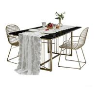 Table en dentelle noire pour chemin de table avec queues de patrimoine et détails floraux pour le style de table dans les environnements résidentiels (blanc)