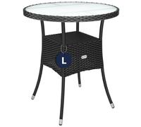 Table en polyrotin rond - Ø60cm - noir pour jardin balcon meuble table d'appoint