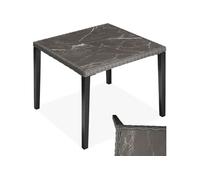 Table en rotin avec cadre en Aluminium et Bois 935 x 935 x 75cm gris