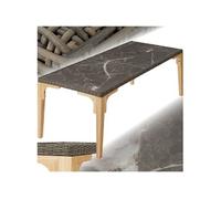 Table de jardin - TECTAKE - Table de repas FOGGIA en rotin avec plaque en grès amovible cadre aluminium 196x87x76cm - Marron