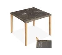 Table de jardin - TECTAKE - Table de repas TARENT en rotin avec plaque en grès amovible 93,5 x 93,5 x75 cm - Marron Naturel
