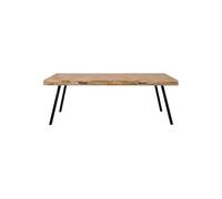 Table en teck recy eige, rectangulaire, 8 places, piétement en acier noir - White Label, Suri - 220x100x76 cm