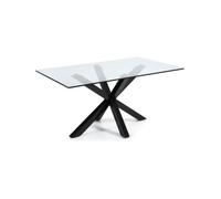 Table en verre Argo avec pieds en acier finition noire, 180 x 100 cm