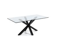 Table en verre Argo avec pieds en acier finition noire, 200 x 100 cm