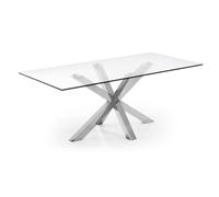 Table en verre Argo avec pieds en acier inoxydable, 200 x 100 cm