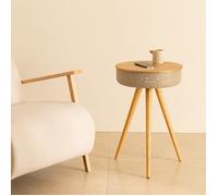 Table Enceinte 360 - Create - Bois Naturel - Bluetooth - Chargeur Sans Fil - Son 88W