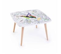 Table enfant à colorier Le voyage formidable - Coloritable Les drôles de bouilles. Made in Europe. effaçable. 60x60cm. pieds ronds