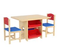 Table enfant avec 2 chaises - ensemble table et chaises enfants 3 pièces - AIYAPLAY - avec 4 bacs de rangement - bois naturel