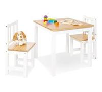Table enfant Fenna blanc naturel 57x57cm + 2 chaises Blanc G