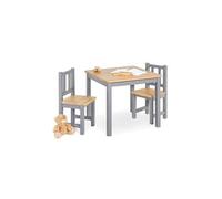 Table enfant Fenna gris naturel 57x57cm + 2 chaises