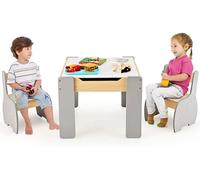 Table Enfants avec 2 Chaises et Tableau Amovible, Espace de Rangement