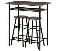 Table Esstisch avec 2 Barhocker HOMCOM Ensemble 3 pièces en Métal Noir Dimensions 80x50x90 cm pour Cuisine et Bar
