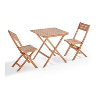 Table et 2 chaises pliante en bois d'eucalyptus - Oviala