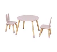 Table et 2 chaises pour enfants Rebecca Mobili Hely 44x60x60 MDF Pin Rose Marron ENSEMBLE 3 pcs