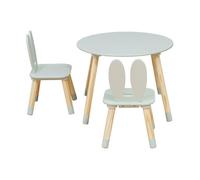 Rebecca Mobili Table et 2 chaises pour enfants Milicia 44x60x60 MDF pin Aqua vert marron SET 3 pièces