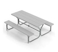 Table Et Bancs De Pique-Nique Avec Cadre Métal Ensemble De Jardin Imperméable Pour 8 Personnes Banc Charge 250kg Trou 183 X 161 X 76 Cm Gris Helloshop26 20_0009449 Multicolore