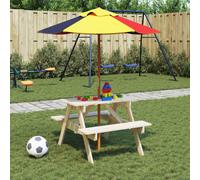 Table et Bancs de Pique-nique avec Parasol pour Enfants Extérieur Bois vidaXL