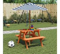Table et Bancs de Pique-nique avec Parasol pour Enfants Extérieur Bois vidaXL