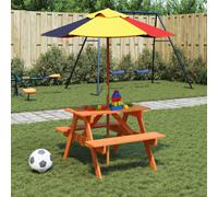 Table et Bancs de Pique-nique avec Parasol pour Enfants Extérieur Bois vidaXL