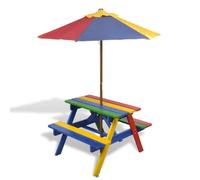 Table et Bancs de Pique-nique avec Parasol pour Enfants Extérieur Bois vidaXL