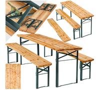 TecTake® Ensemble de Table Pliante Exterieur et 2 Banc en Bois de Brasserie Salon de Jardin Pliable et Peu encombrant Mobilier de Jardin pour Pique Nique Réceptions Barbecue Mariage Anniversaire