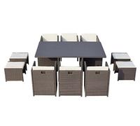 Concept Usine Table et chaises Sunset 10 places encastrables alu-résine gris-blanc