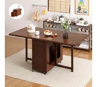 Table et Chaise à abattant, Ensemble de Table à Manger Extensible et Pliante en Bois Massif, avec 4/2 chaises avec tiroir de Rangement, for Cuisine, Salle à Manger et Salon,Only150 cmtisch