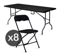 Table Et Chaise Pliante - Noir - Ensemble De Jardin Pliable Noir