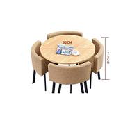 Table et chaise simples pour bureau, réception, table ronde, salon, table à manger, design moderne, 1 table 4 chaises, café, loisirs, hôtel, chambre à coucher, salon (B)